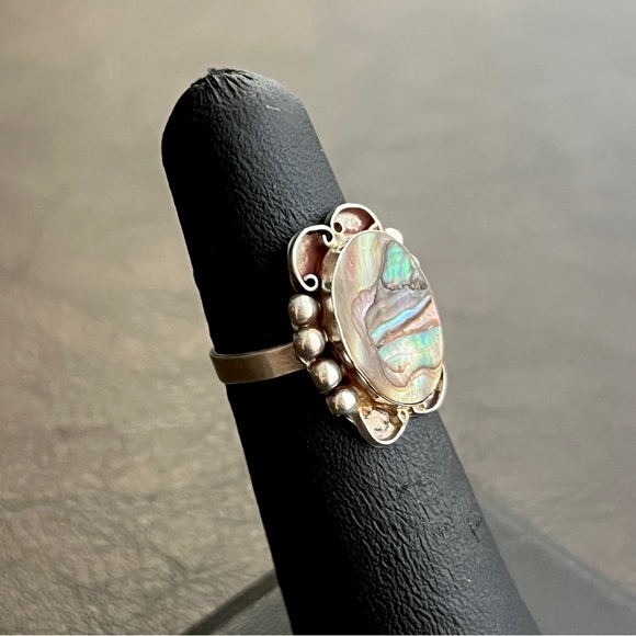 Vintage Taxco Mexico sterling silver and abalone ring - Picture 4 of 10